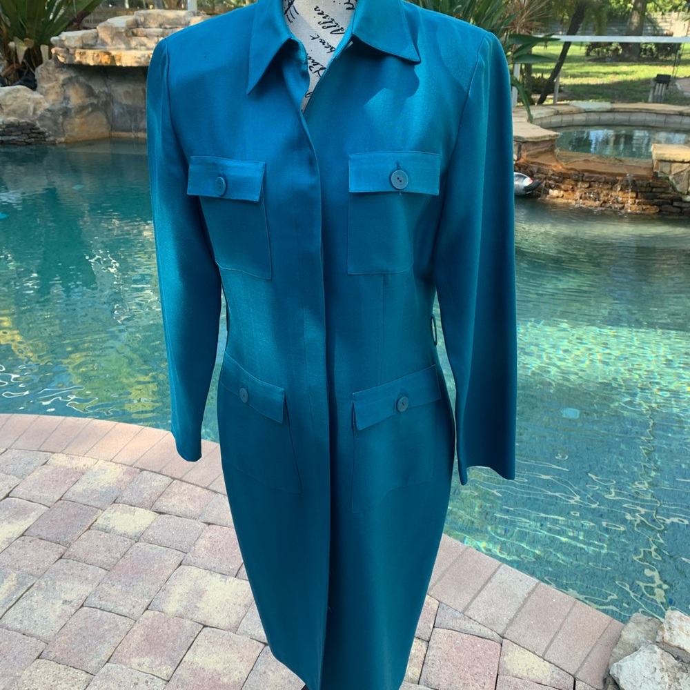 Adriana Pappell size 10 coat dress 75%silk and 25% wool